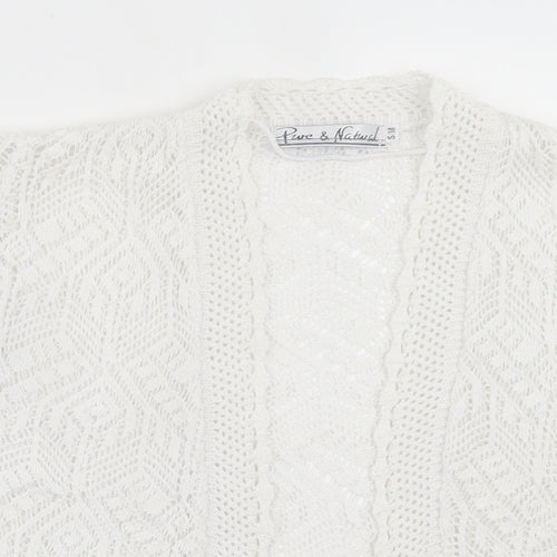 Pure & Natural Womens White V-Neck Cotton Cardigan Jumper Size S