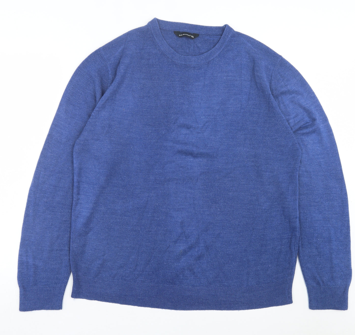 Cedar Wood State Mens Blue Crew Neck Acrylic Pullover Jumper Size 2XL