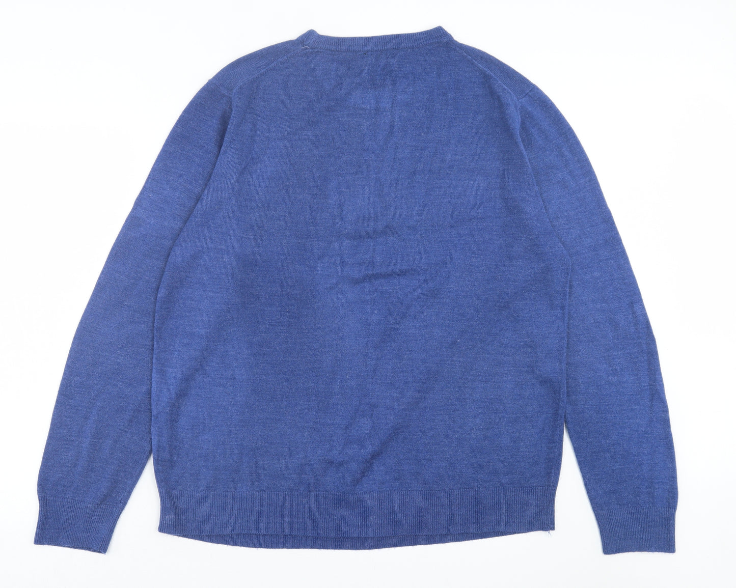 Cedar Wood State Mens Blue Crew Neck Acrylic Pullover Jumper Size 2XL
