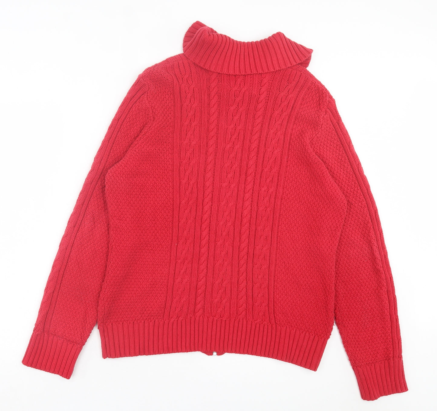 Maine Womens Red Collared Cotton Full Zip Jumper Size 18