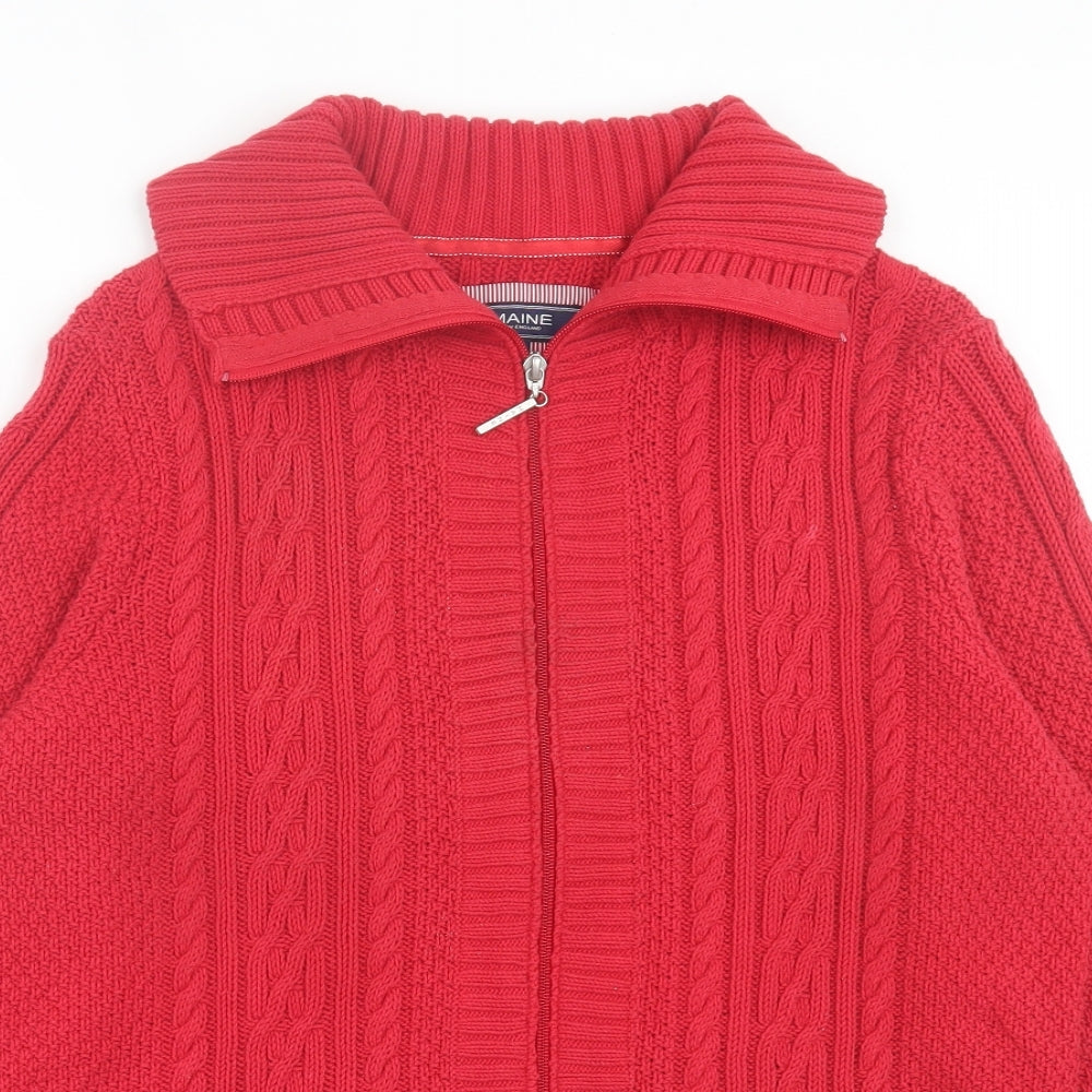 Maine Womens Red Collared Cotton Full Zip Jumper Size 18