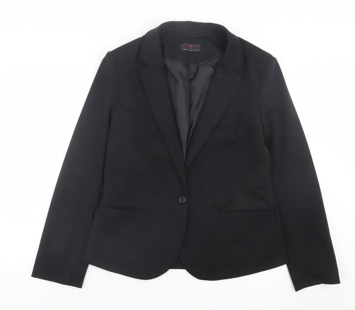New Look Womens Black Jacket Blazer Size 16 Button