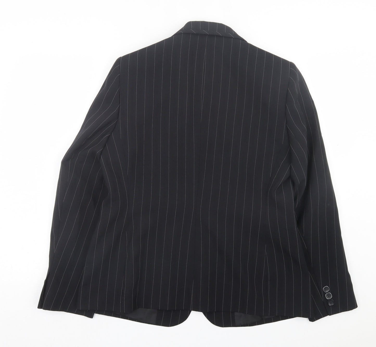 Florence & Fred Womens Black Striped Jacket Blazer Size 16 Button