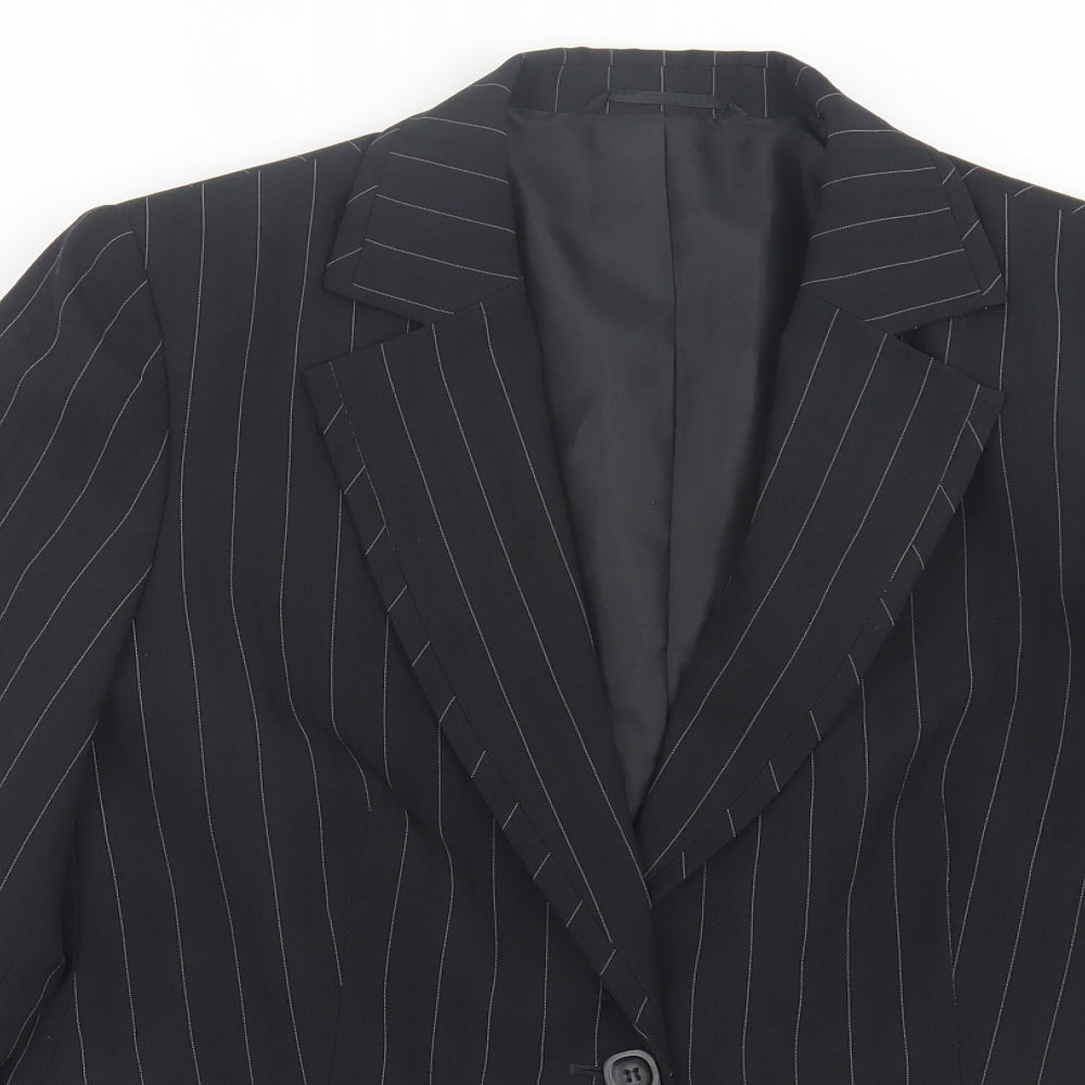 Florence & Fred Womens Black Striped Jacket Blazer Size 16 Button