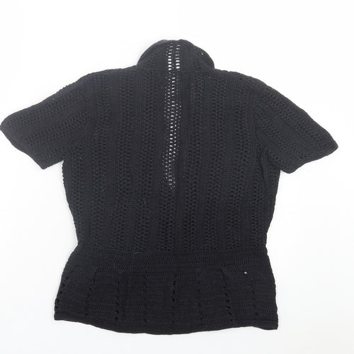 Marks and Spencer Womens Black V-Neck Cotton Cardigan Jumper Size 14