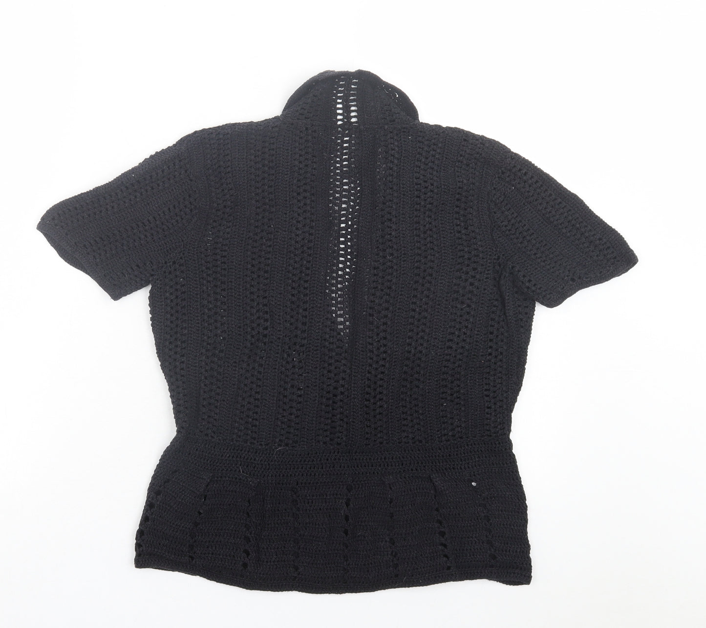 Marks and Spencer Womens Black V-Neck Cotton Cardigan Jumper Size 14
