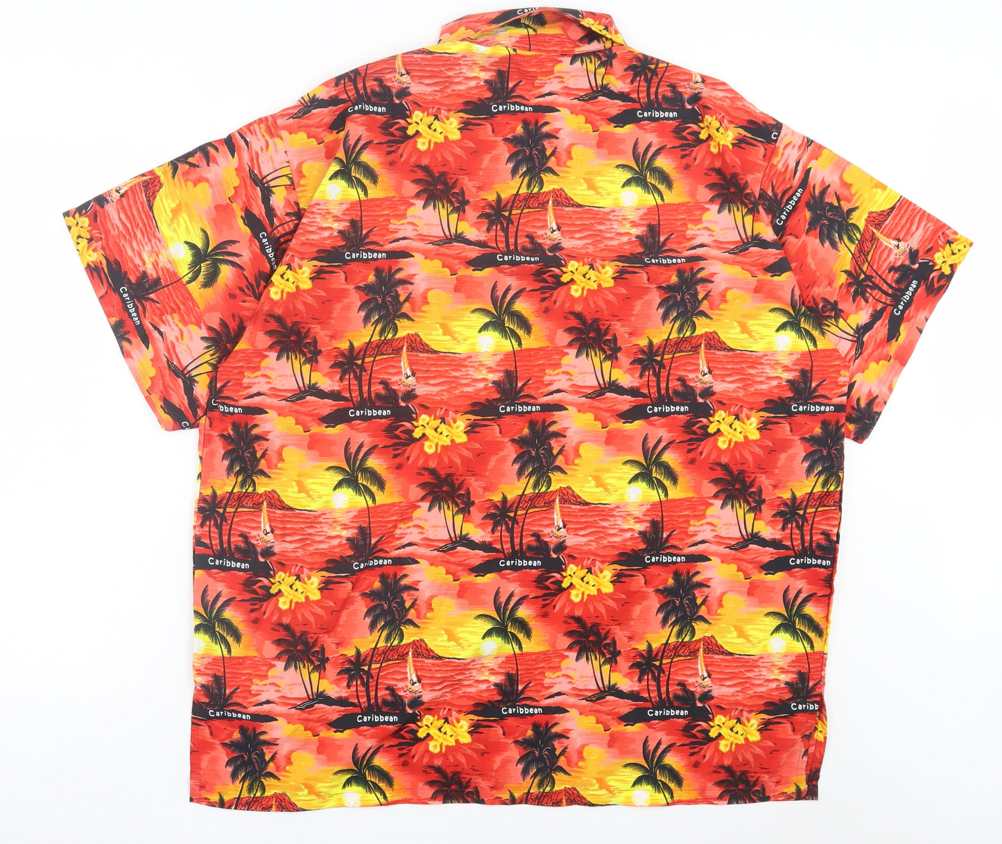 Rima Mens Red Geometric Polyester Button-Up Size XL Collared Button