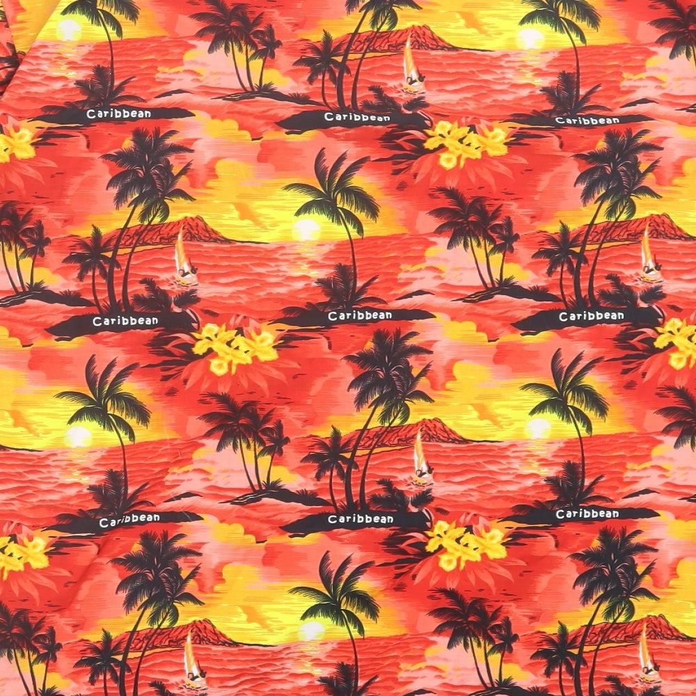 Rima Mens Red Geometric Polyester Button-Up Size XL Collared Button