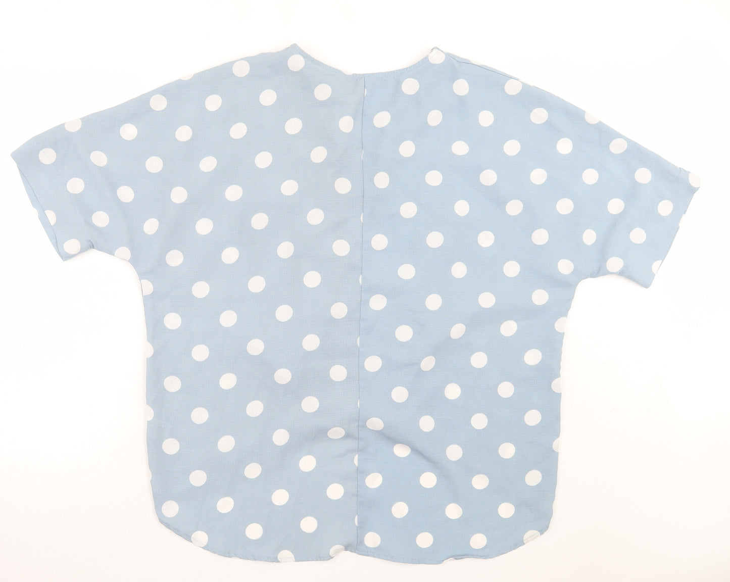 Primark Womens Blue Polka Dot Polyester Basic Button-Up Size 14 V-Neck