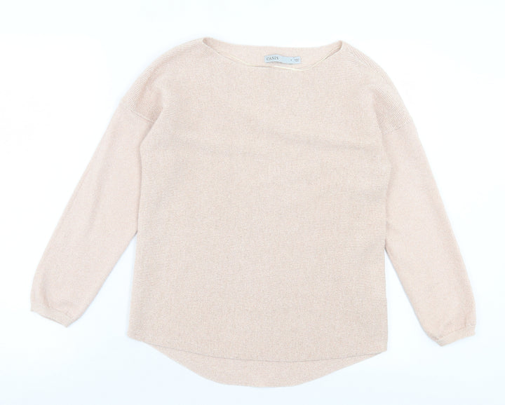 Oasis Womens Pink Crew Neck Polyester Pullover Jumper Size S