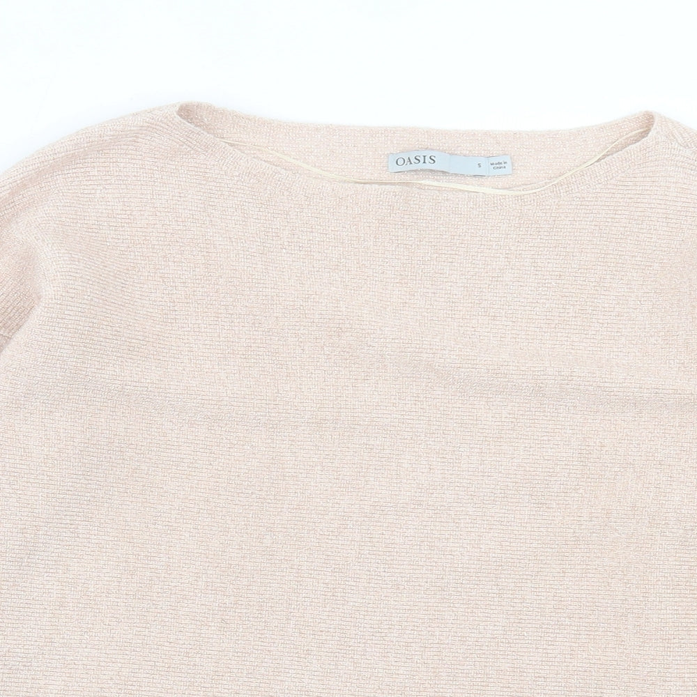 Oasis Womens Pink Crew Neck Polyester Pullover Jumper Size S