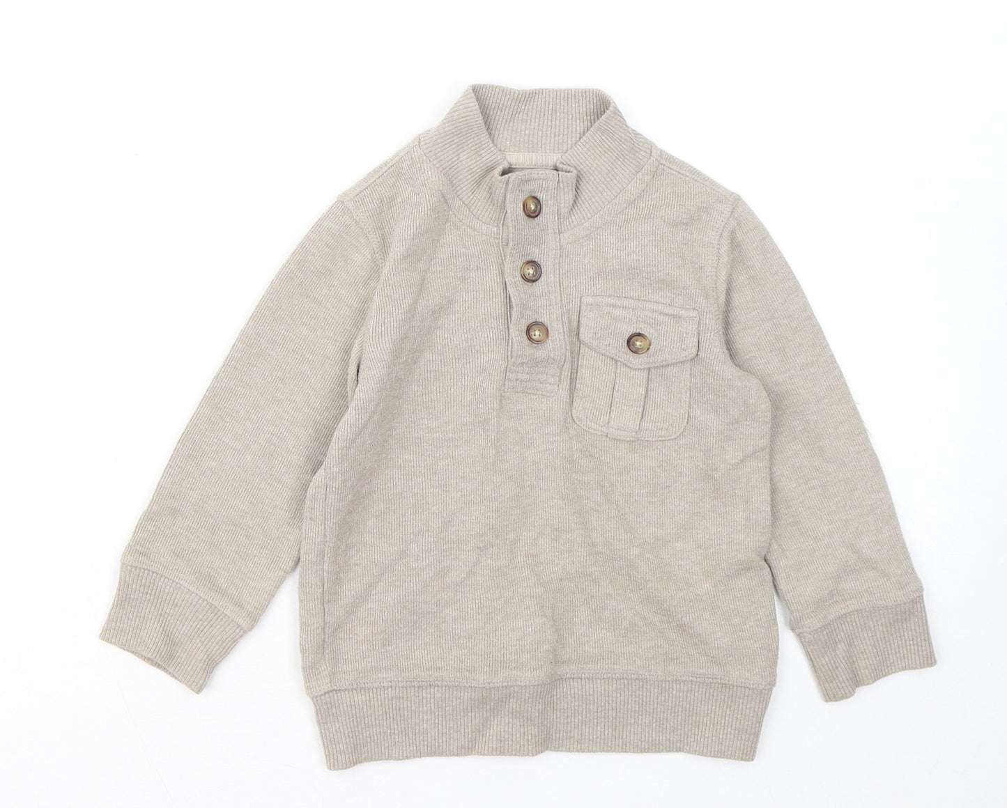 Gap Boys Brown Mock Neck Cotton Pullover Jumper Size 3 Years