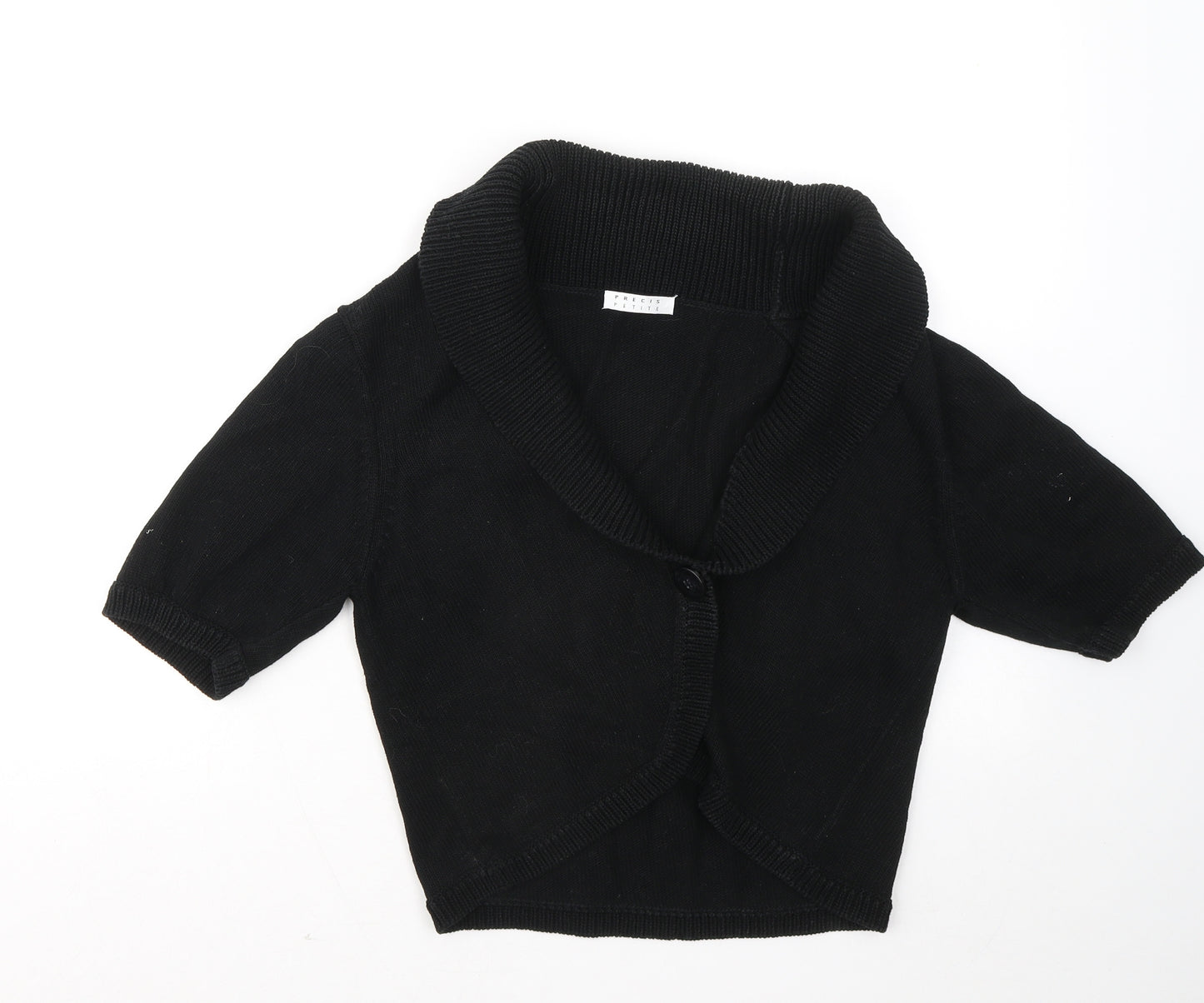 Precis Womens Black V-Neck Cotton Cardigan Jumper Size M