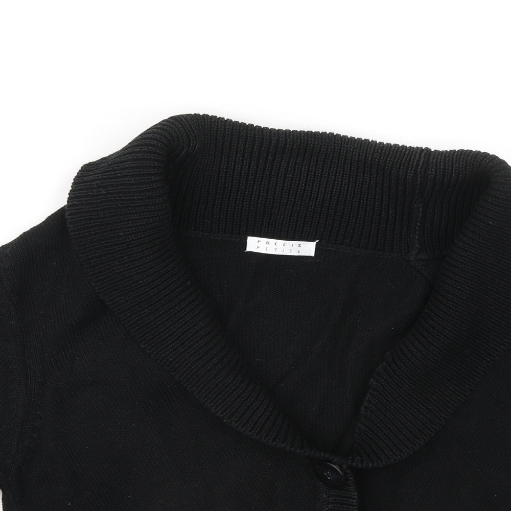 Precis Womens Black V-Neck Cotton Cardigan Jumper Size M