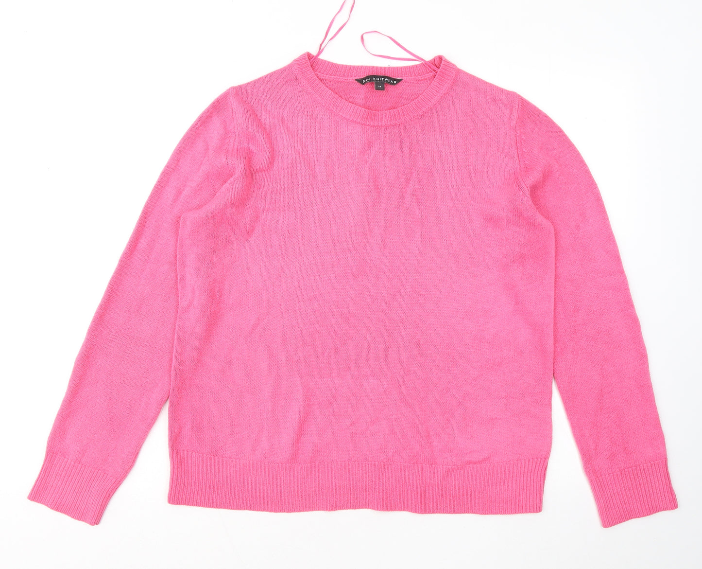 Bonmarché Womens Pink Round Neck Acrylic Pullover Jumper Size 14
