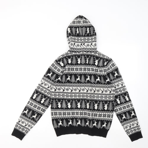 Primark Womens Black Geometric Polyester Pullover Hoodie Size 10 - Christmas