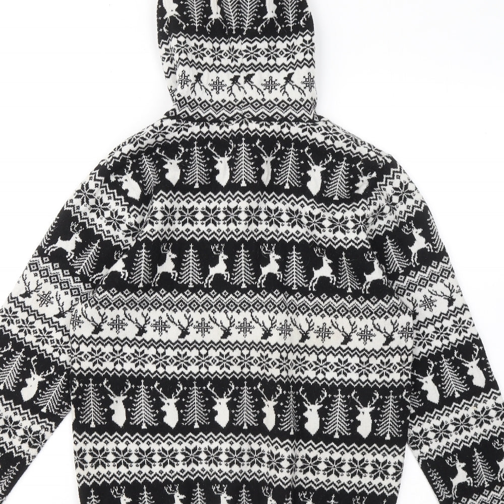 Primark Womens Black Geometric Polyester Pullover Hoodie Size 10 - Christmas