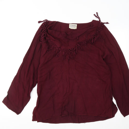 Oasis Womens Red Round Neck Rayon Pullover Jumper Size S