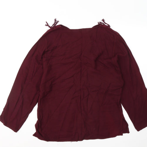 Oasis Womens Red Round Neck Rayon Pullover Jumper Size S
