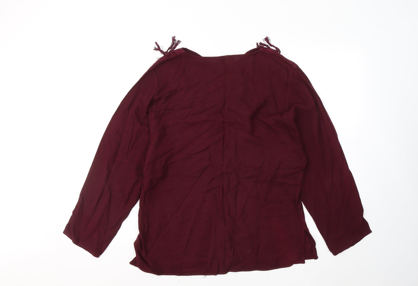 Oasis Womens Red Round Neck Rayon Pullover Jumper Size S