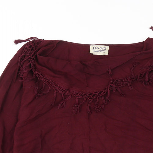Oasis Womens Red Round Neck Rayon Pullover Jumper Size S
