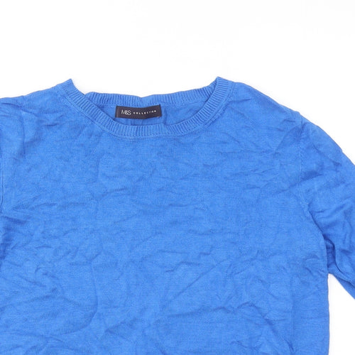 Marks and Spencer Womens Blue Round Neck Viscose Pullover Jumper Size 12