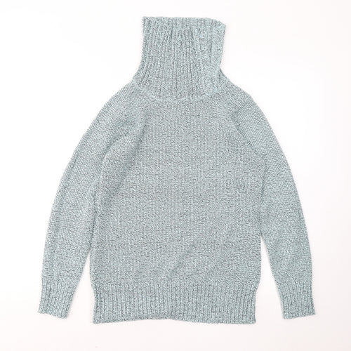 Bonmarché Womens Blue High Neck Acrylic Pullover Jumper Size S