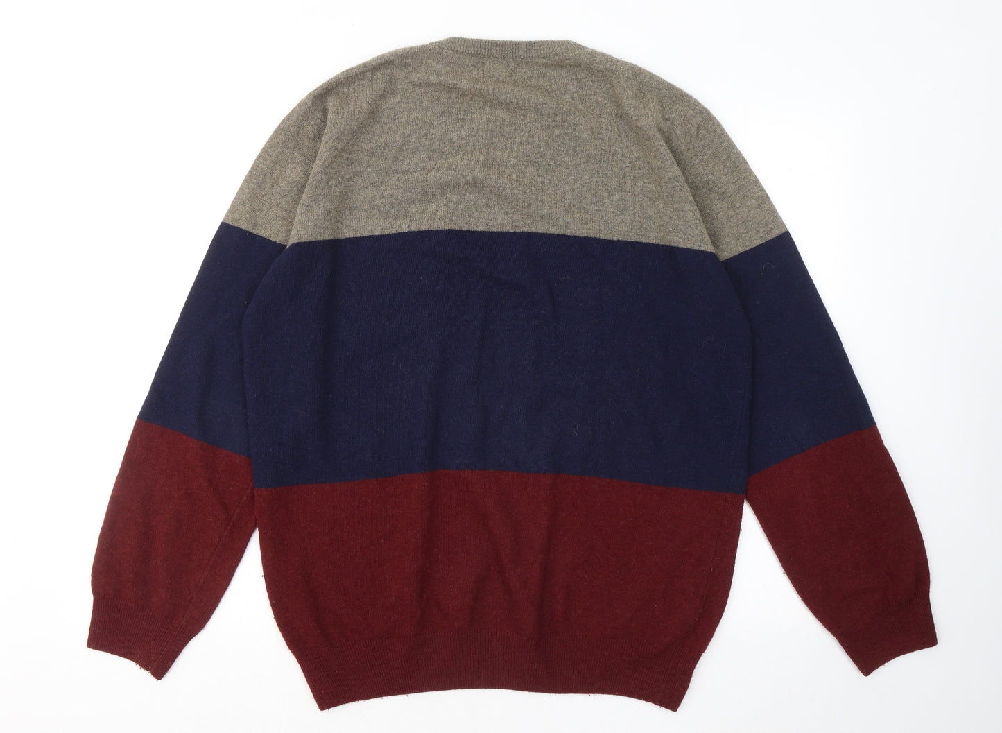 NEXT Mens Multicoloured Round Neck Wool Pullover Jumper Size L