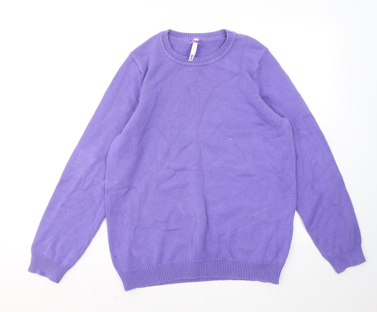 BHS Womens Purple Round Neck Cotton Pullover Jumper Size 14