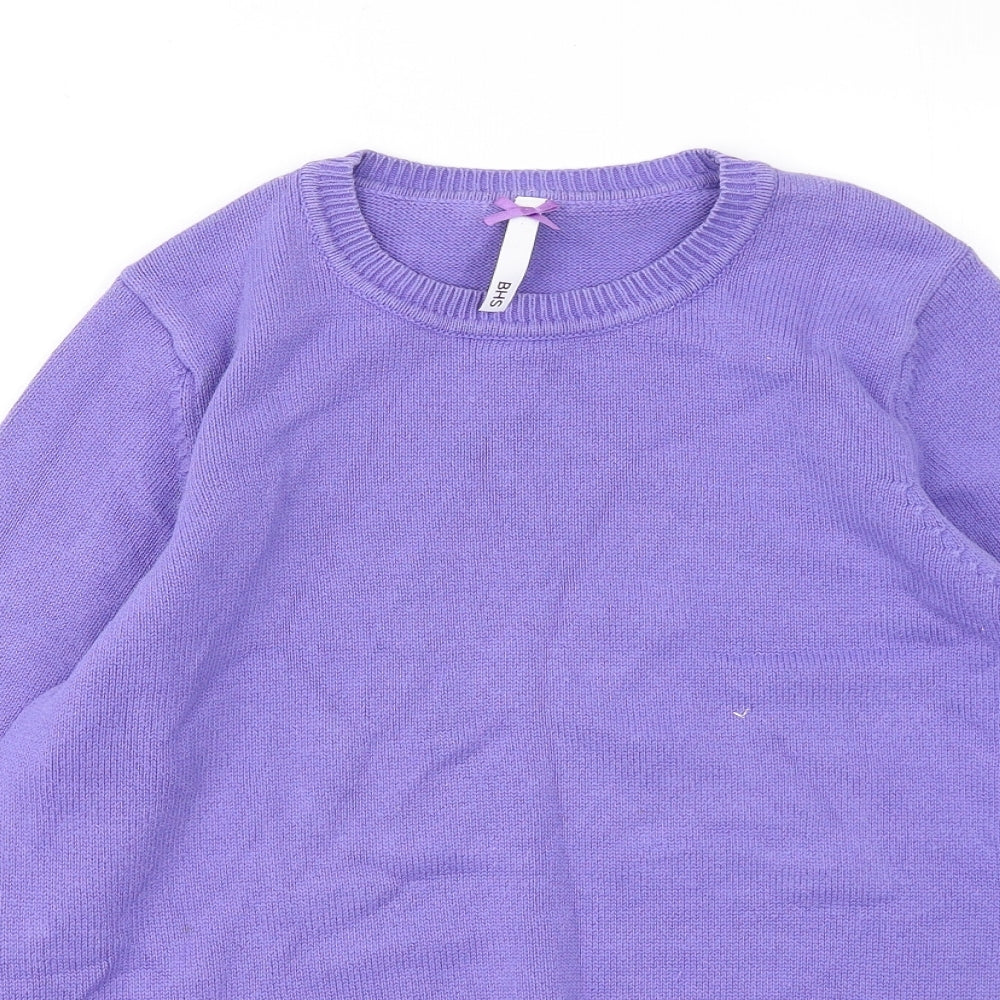 BHS Womens Purple Round Neck Cotton Pullover Jumper Size 14