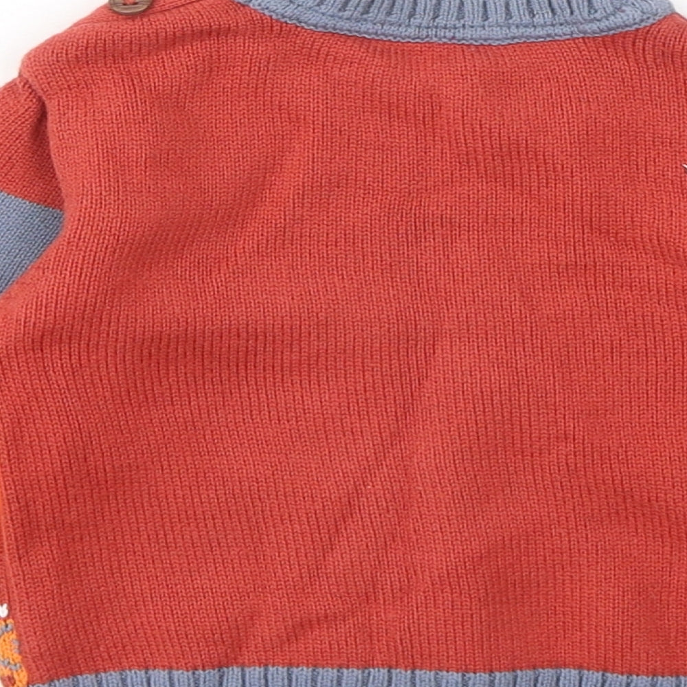 Nutmeg Boys Multicoloured Geometric Cotton Pullover Jumper Size 9-12 Months - Fox