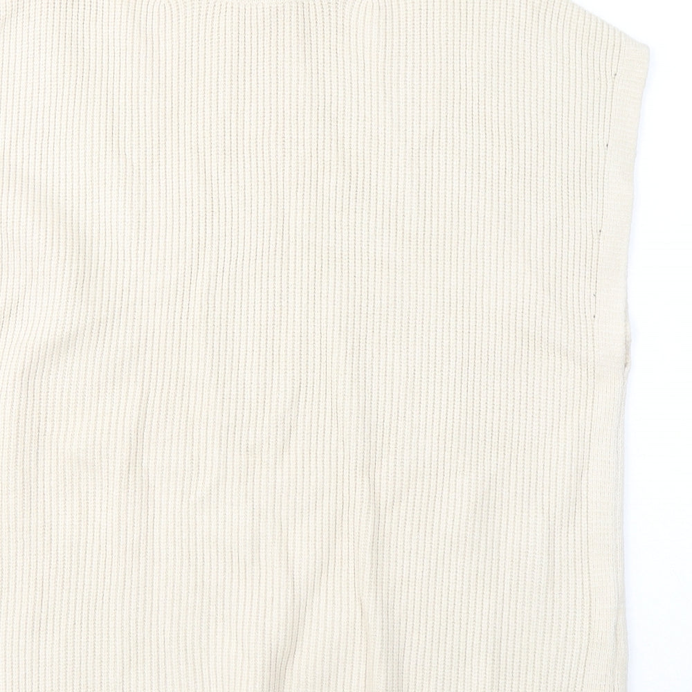 NEXT Womens Beige Roll Neck Viscose Vest Jumper Size M