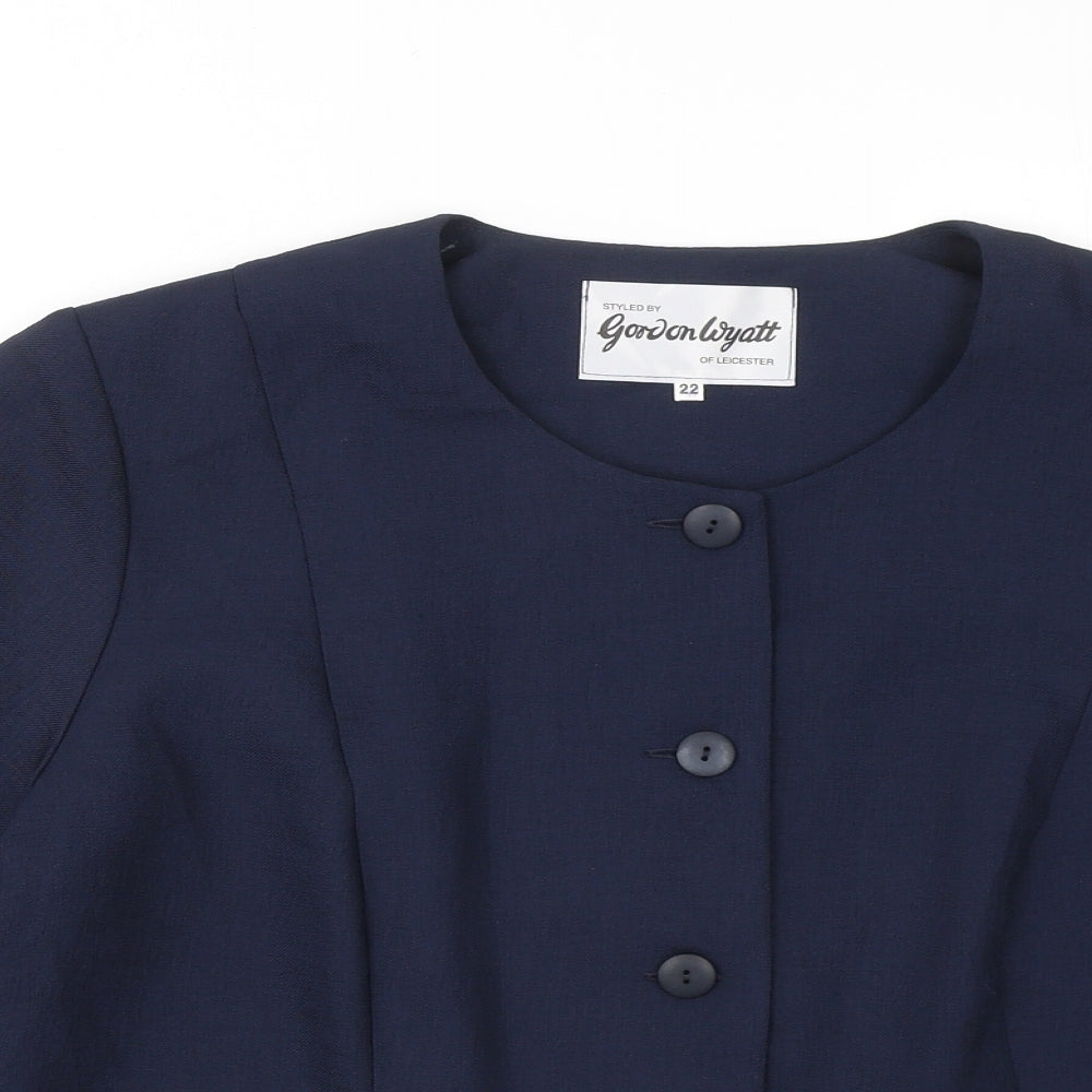 Gordon Wyatt Womens Blue Jacket Blazer Size 22