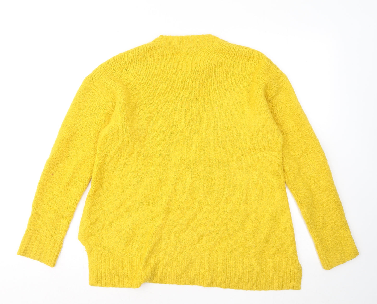 Marks and Spencer Womens Yellow Round Neck Acrylic Pullover Jumper Size S