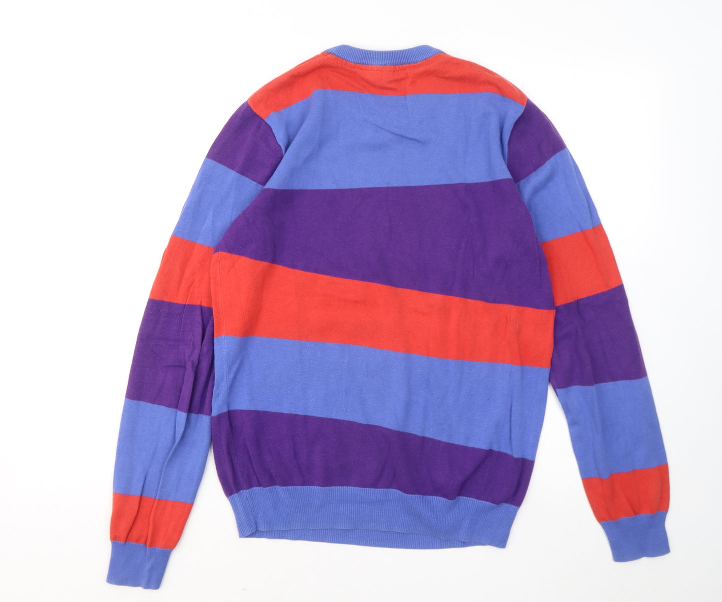 Divided by H&M Mens Multicoloured Round Neck Striped Cotton Pullover Jumper Size M