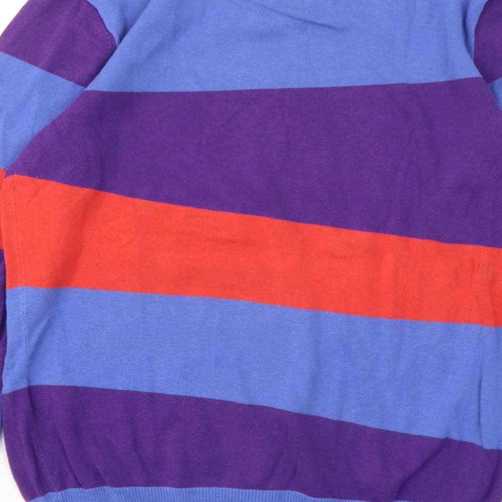 Divided by H&M Mens Multicoloured Round Neck Striped Cotton Pullover Jumper Size M