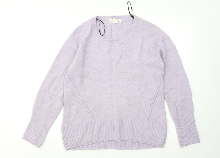 H&M Womens Purple Round Neck Acrylic Pullover Jumper Size S