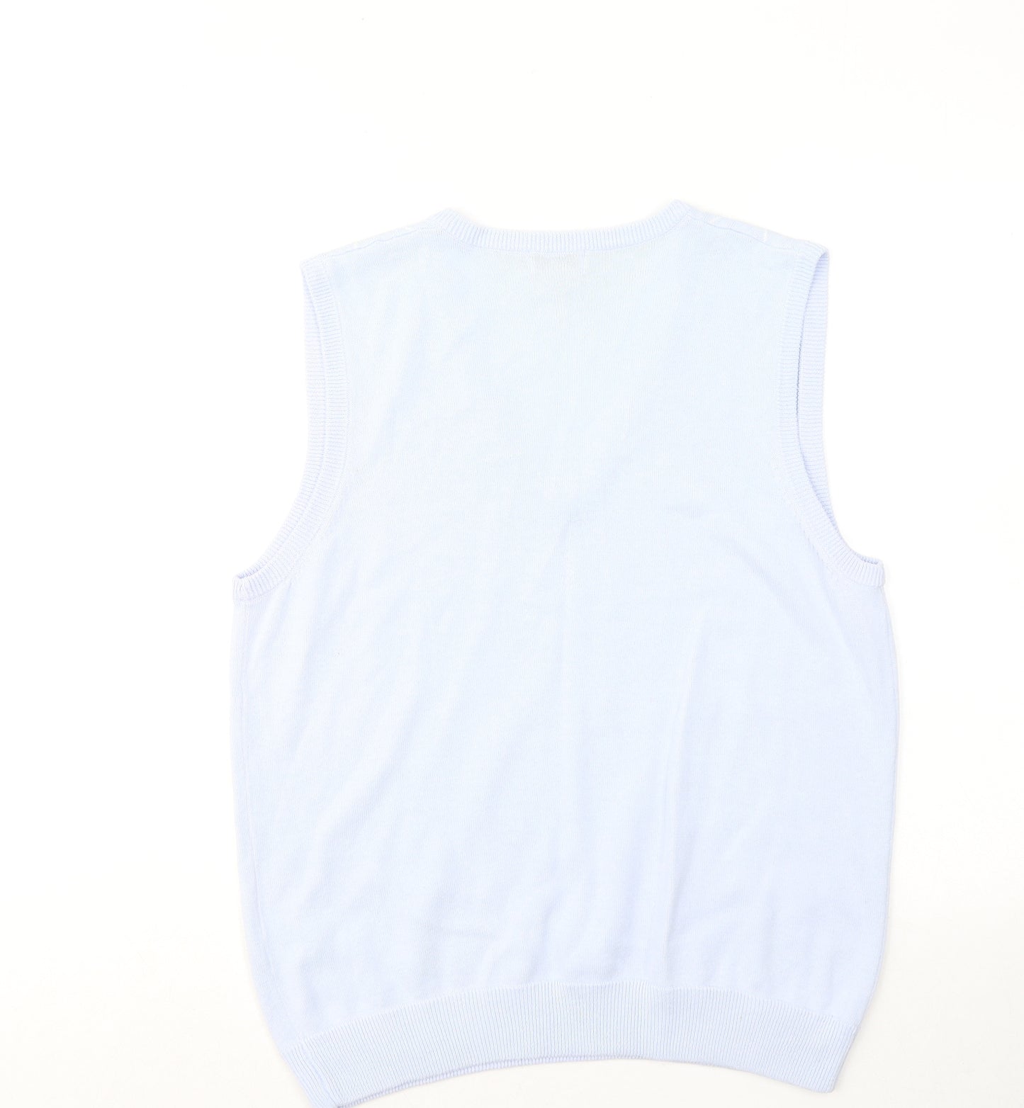 Green Lamb Womens Blue V-Neck Cotton Vest Jumper Size 14