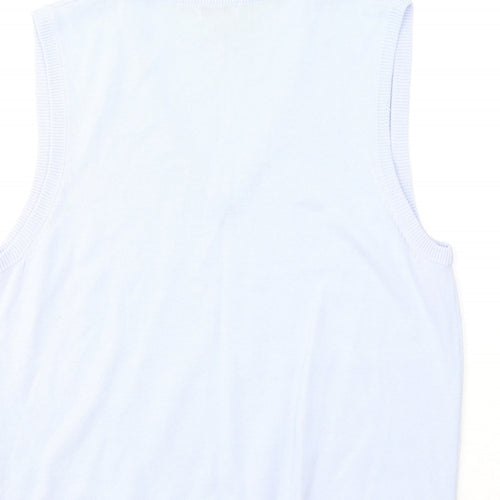 Green Lamb Womens Blue V-Neck Cotton Vest Jumper Size 14