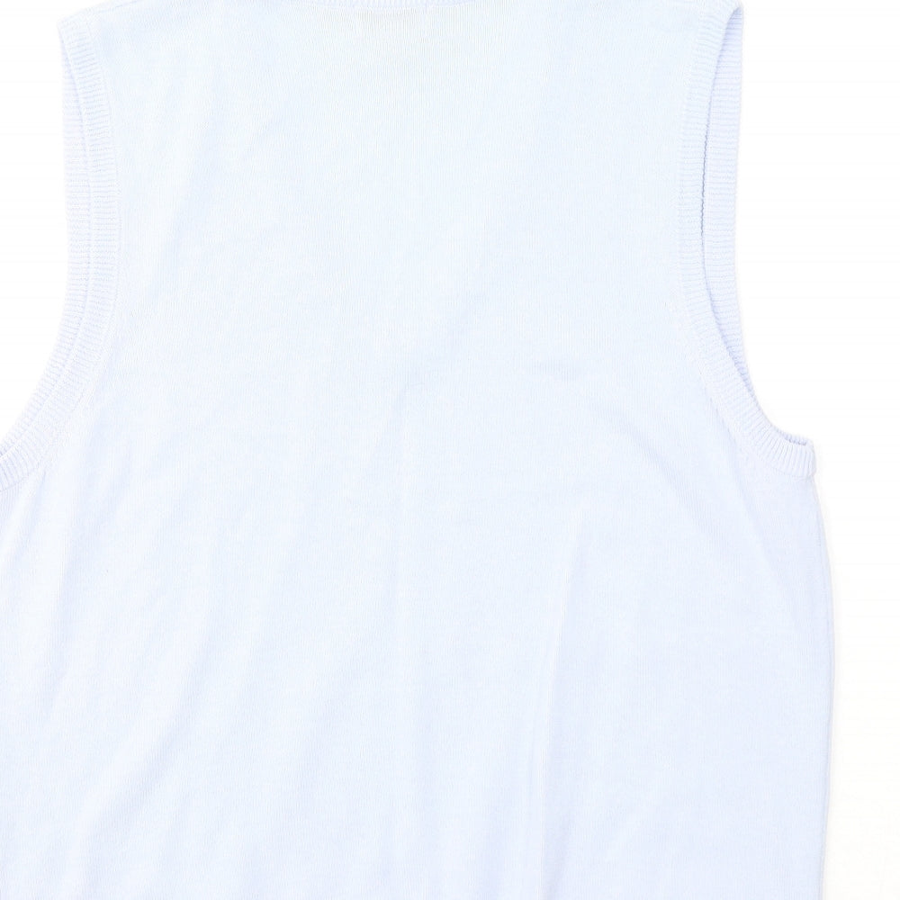 Green Lamb Womens Blue V-Neck Cotton Vest Jumper Size 14