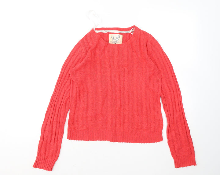 New Look Womens Red Round Neck Cotton Pullover Jumper Size 8