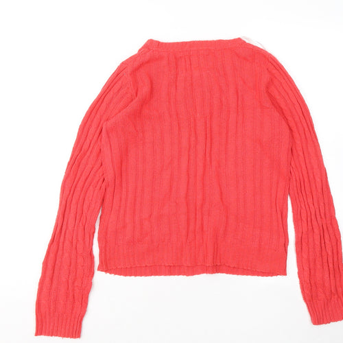 New Look Womens Red Round Neck Cotton Pullover Jumper Size 8