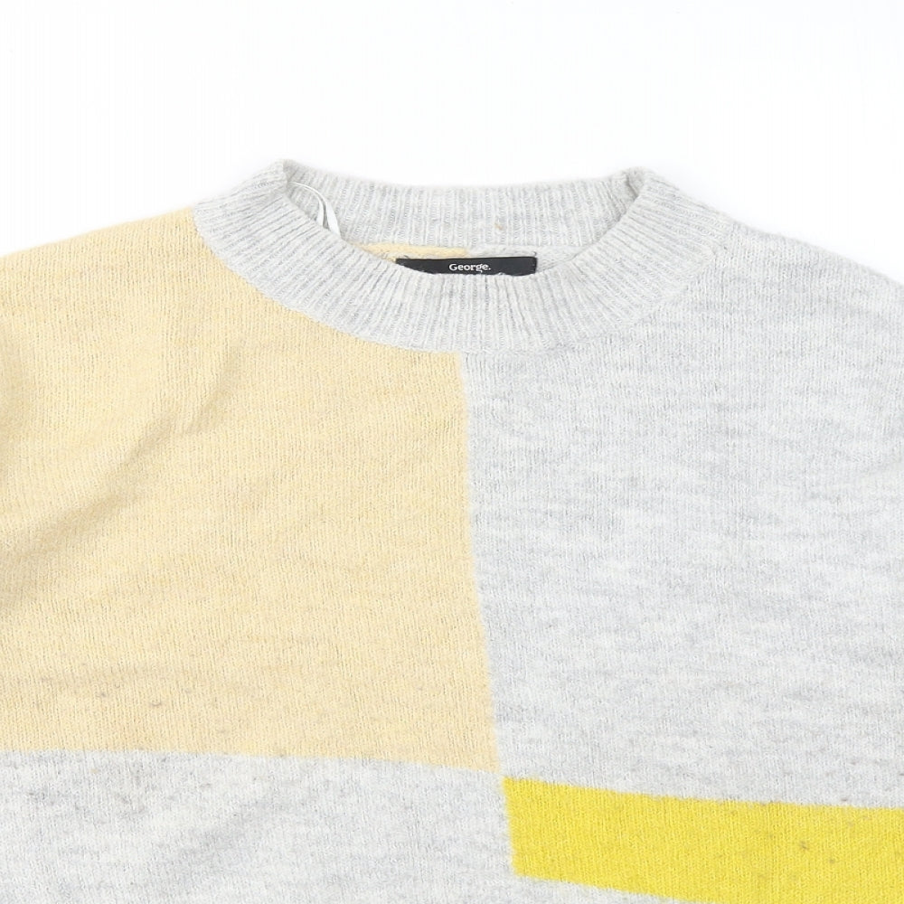 George Mens Yellow Mock Neck Acrylic Pullover Jumper Size L