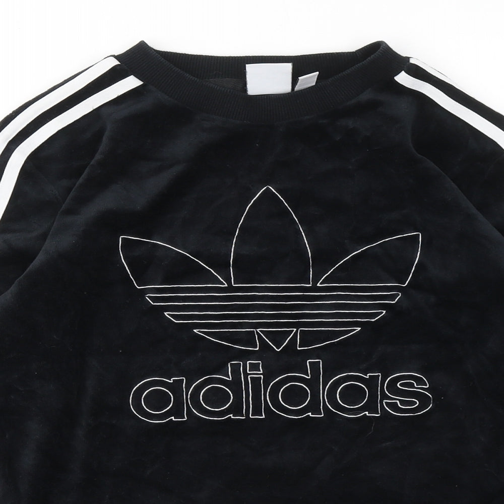adidas Womens Black Cotton Pullover Sweatshirt Size 14