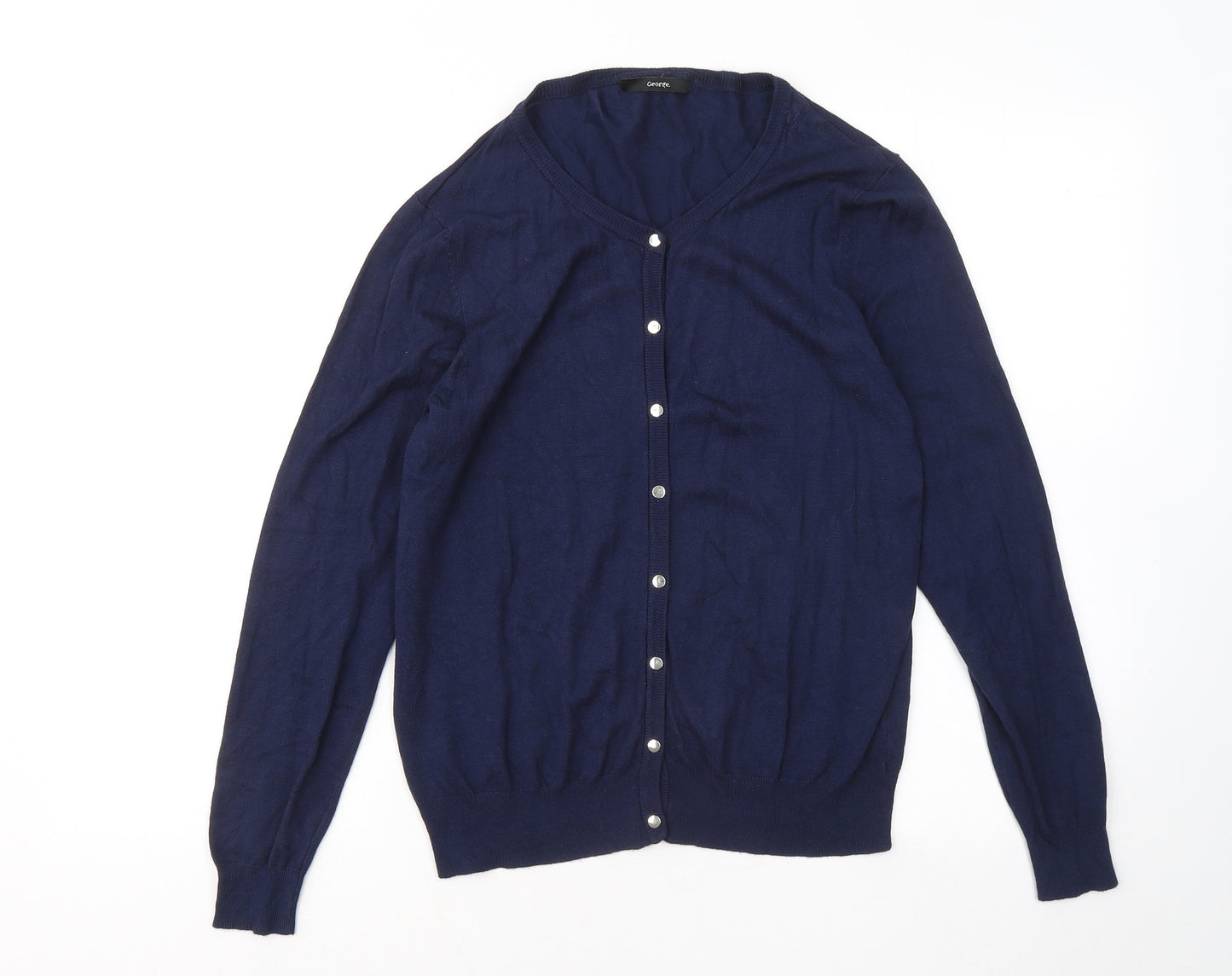 George Womens Blue Round Neck Viscose Cardigan Jumper Size 12
