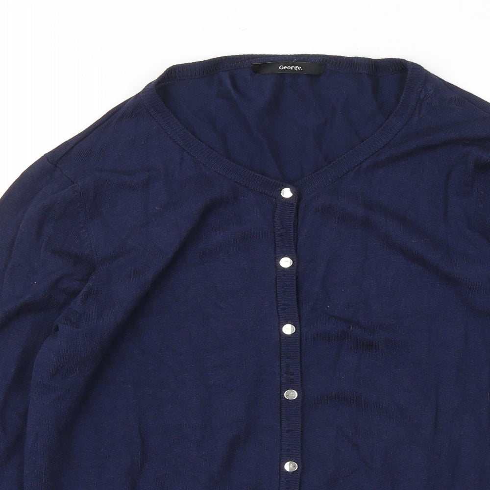 George Womens Blue Round Neck Viscose Cardigan Jumper Size 12