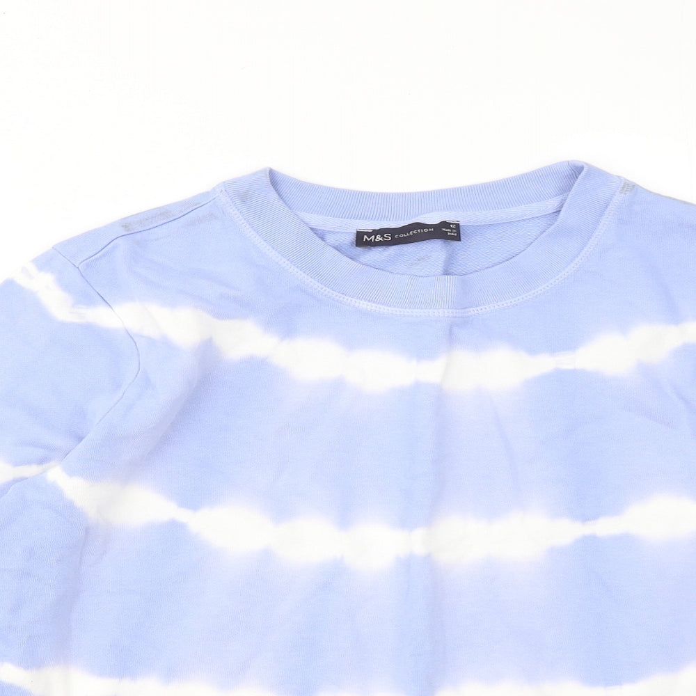 Marks and Spencer Womens Blue Cotton Pullover Sweatshirt Size 12