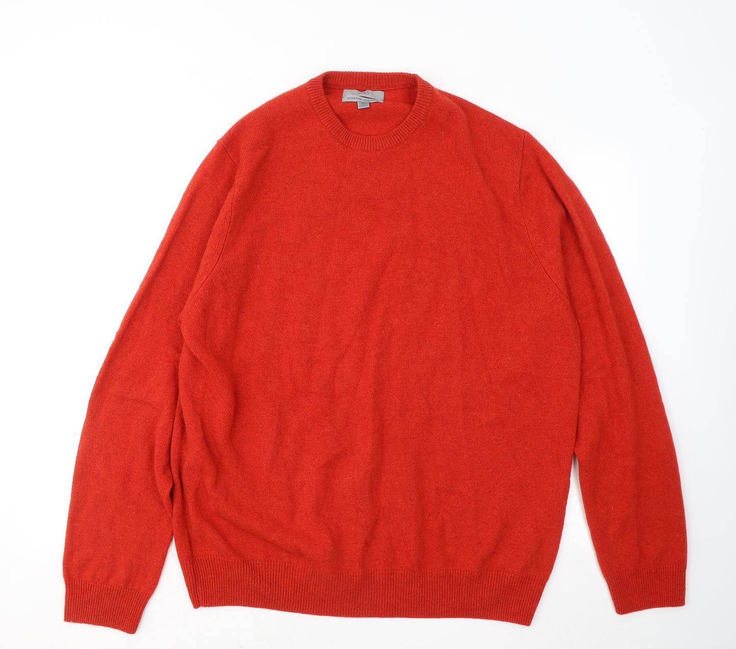 Marks and Spencer Mens Red Round Neck Wool Pullover Jumper Size 2XL