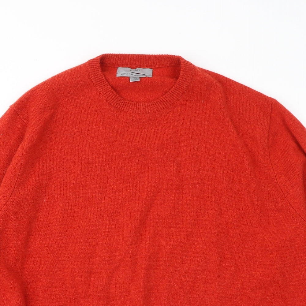 Marks and Spencer Mens Red Round Neck Wool Pullover Jumper Size 2XL