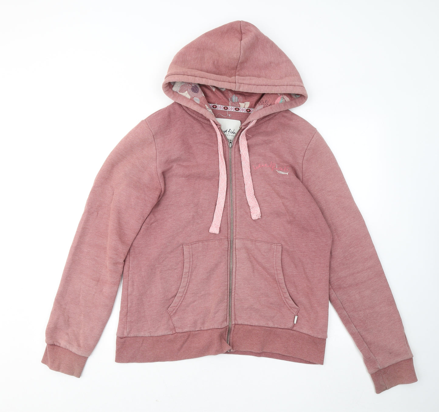 Weird Fish Womens Pink Cotton Full Zip Hoodie Size 14